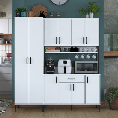 Βοηθητικό Ντουλάπι Κουζίνας Λευκό 180x40x198,6 εκ. με Ράφια – Μεγάλη Ντουλάπα Αποθήκευσης Πολλαπλών Χρήσεων Ράφι Κουζίνας 893RAN5449