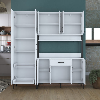 Βοηθητικό Ντουλάπι Κουζίνας Λευκό 180x40x198,6 εκ. με Ράφια – Μεγάλη Ντουλάπα Αποθήκευσης Πολλαπλών Χρήσεων Ράφι Κουζίνας 893RAN5449