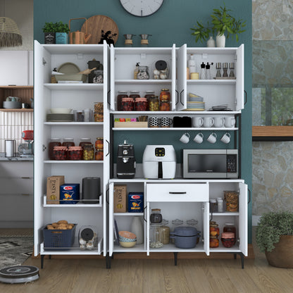 Βοηθητικό Ντουλάπι Κουζίνας Λευκό 180x40x198,6 εκ. με Ράφια – Μεγάλη Ντουλάπα Αποθήκευσης Πολλαπλών Χρήσεων Ράφι Κουζίνας 893RAN5449