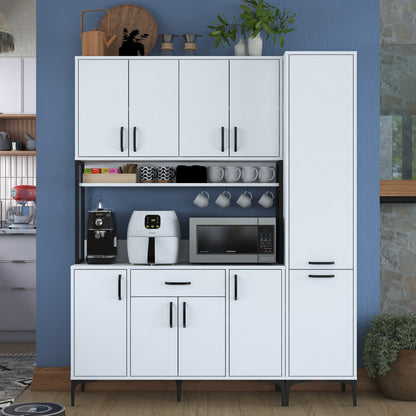 Βοηθητικό Ντουλάπι Κουζίνας Λευκό 160x40x198,6 εκ. με Ράφια – Ψηλή Ντουλάπα Αποθήκευσης Πολλαπλών Χρήσεων Ράφι Κουζίνας 893RAN5450