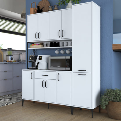 Βοηθητικό Ντουλάπι Κουζίνας Λευκό 160x40x198,6 εκ. με Ράφια – Ψηλή Ντουλάπα Αποθήκευσης Πολλαπλών Χρήσεων Ράφι Κουζίνας 893RAN5450
