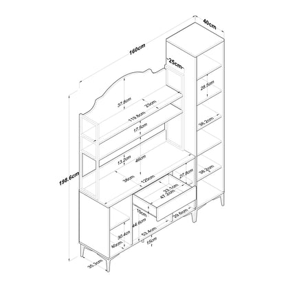 Βοηθητικό Ντουλάπι Κουζίνας Λευκό 160x40x198,6 εκ. με Ράφια – Πολυλειτουργική Ντουλάπα Αποθήκευσης Υψηλής Χωρητικότητας

 Ράφι Κουζίνας 893RAN5454