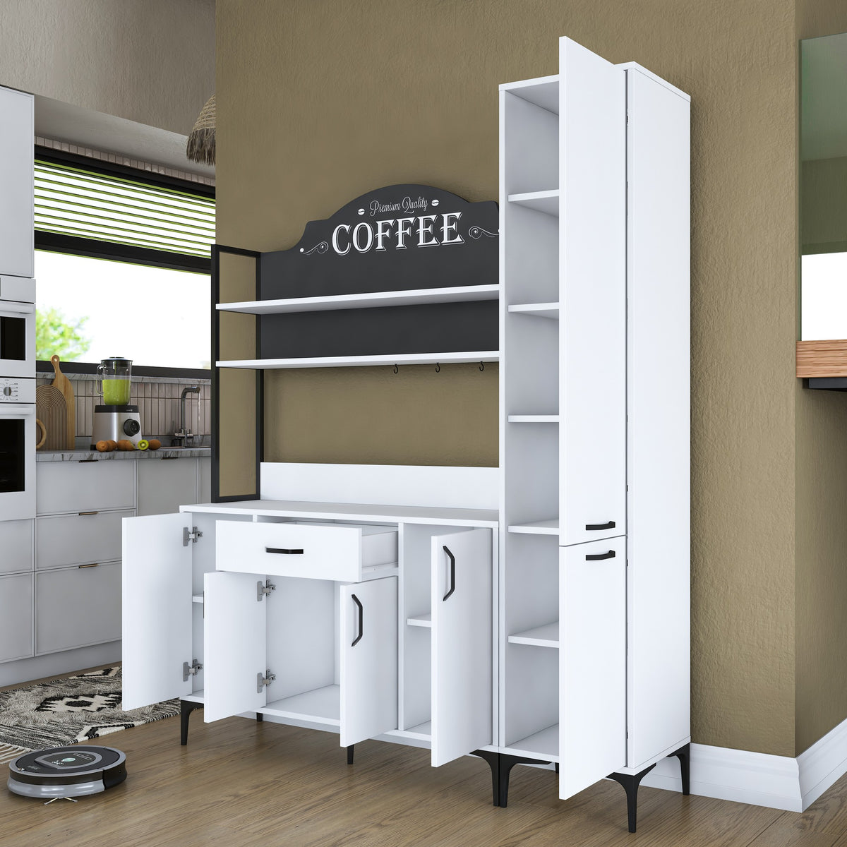 Βοηθητικό Ντουλάπι Κουζίνας Λευκό 160x40x198,6 εκ. με Ράφια – Πολυλειτουργική Ντουλάπα Αποθήκευσης Υψηλής Χωρητικότητας

 Ράφι Κουζίνας 893RAN5454