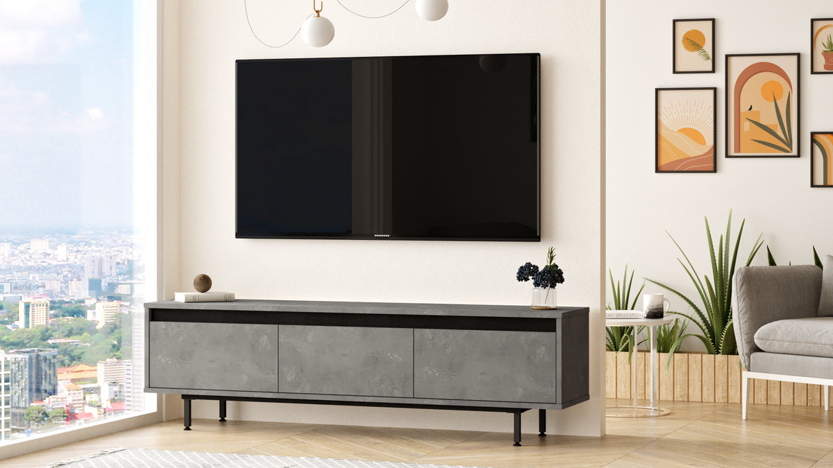 Έπιπλο Τηλεόρασης TV Βάση Σύνθεση Silver Μαύρο | 921YRD1102