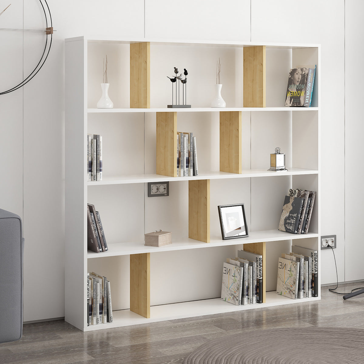 Βιβλιοθήκη 145,2 × 25 × 145 εκ. Δρυς Λευκό GR935CMN1108
