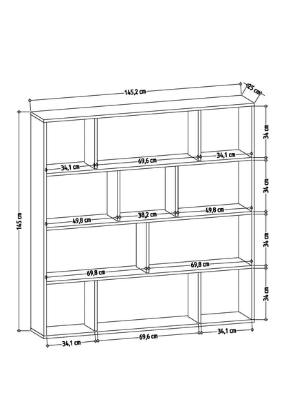 Βιβλιοθήκη 145,2 × 25 × 145 εκ. Λευκό Wenge GR935CMN1113