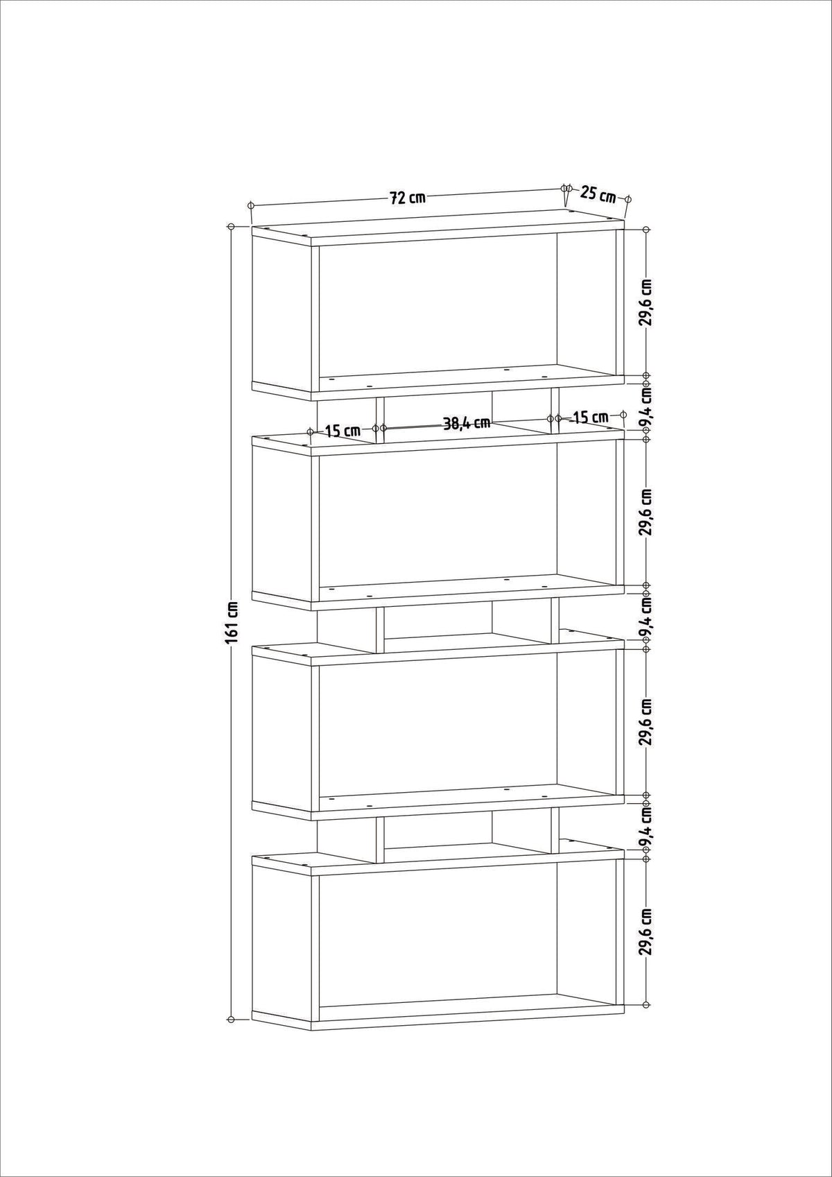 Βιβλιοθήκη 72 × 25 × 161 εκ. Ανθρακί GR935CMN1115
