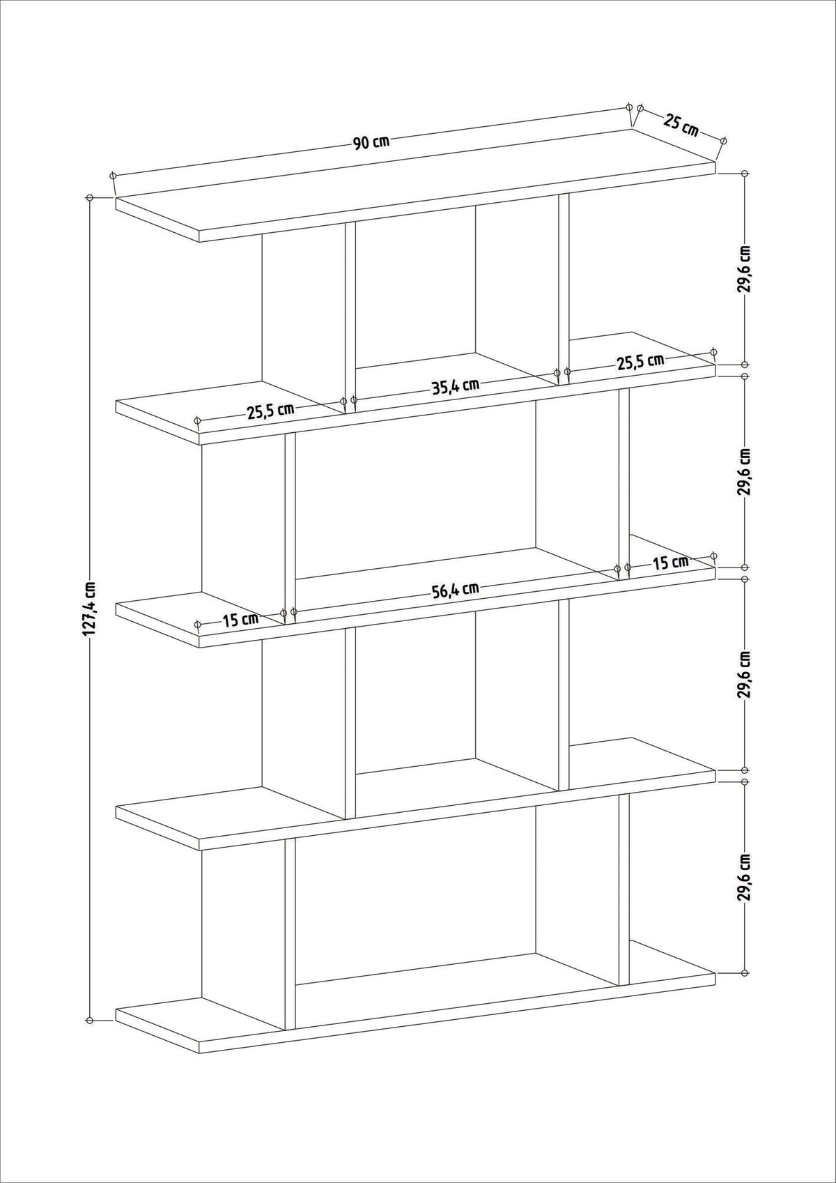 Βιβλιοθήκη 90 × 25 × 127,4 εκ. Λευκό Ανθρακί GR935CMN1131