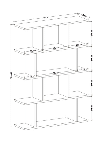 Βιβλιοθήκη 90 × 25 × 127,4 εκ. Λευκό Δρυς GR935CMN1132