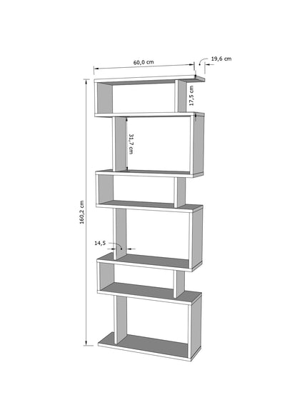 Βιβλιοθήκη 60 × 19,6 × 160 εκ. Λευκό Δρυς GR935CMN1173
