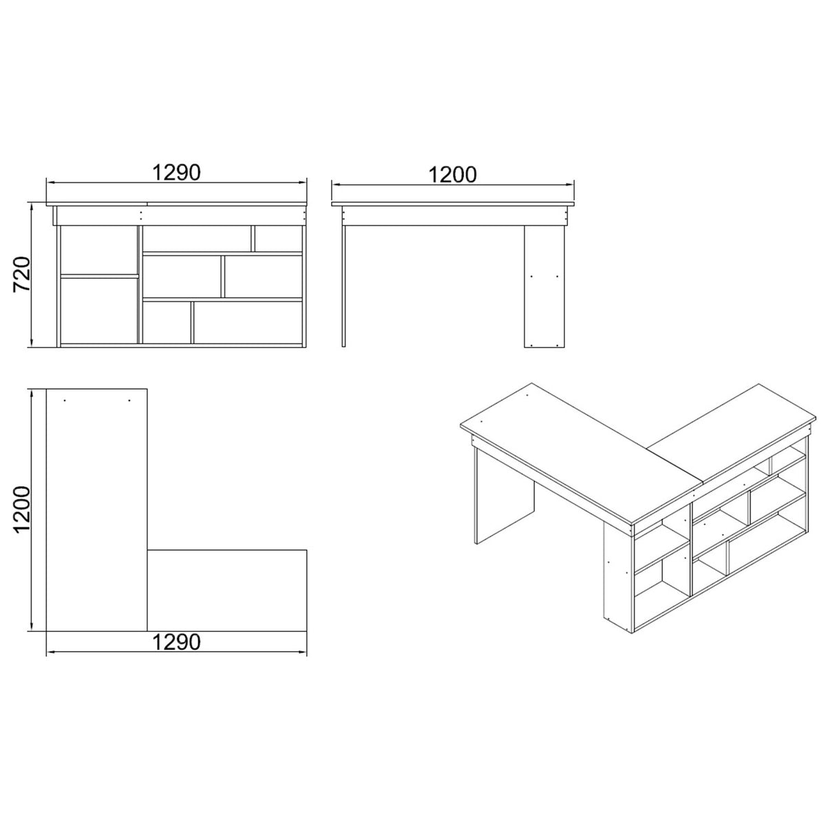 Γραφείο Υπολογιστή και Μελέτης 129x72x120 εκ. Πεύκο Atlantic Λευκό | 956LCS1112