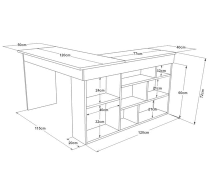 Γραφείο Υπολογιστή και Μελέτης 129x72x120 εκ. Πεύκο Atlantic Λευκό | 956LCS1112