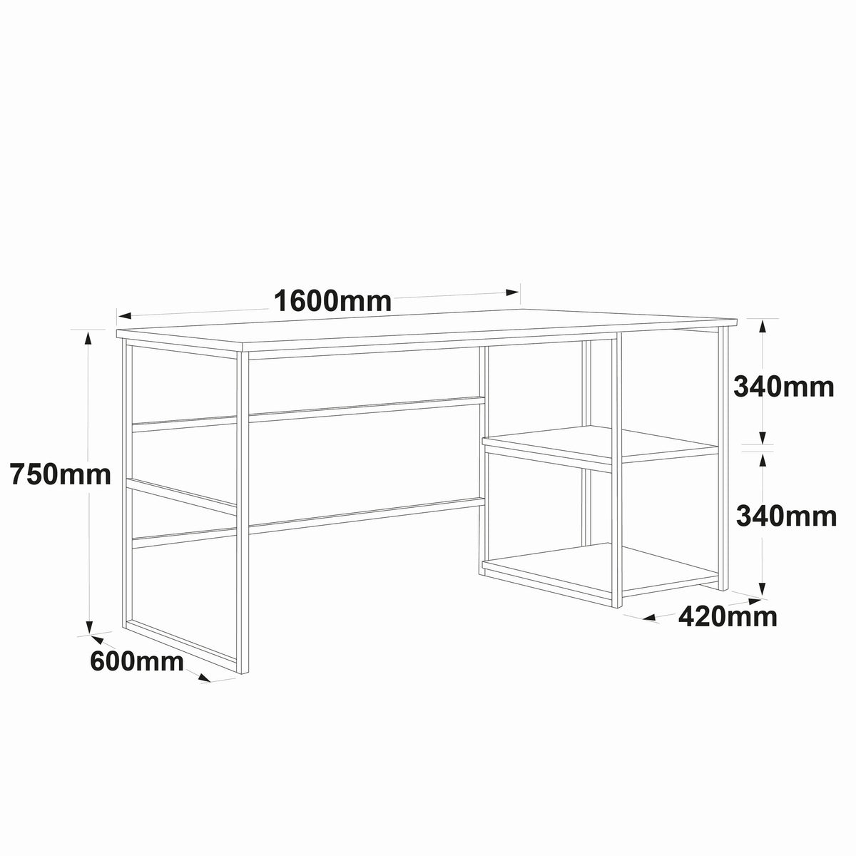 Γραφείο Υπολογιστή και Μελέτης 160x75x60 εκ. Πεύκο Atlantic | 956LCS1122