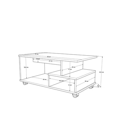 Τραπεζάκι Σαλονιού Δρυς - Ανθρακί 90 x 51 x 42,5 εκ GR956LCS1153