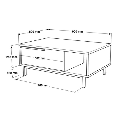 Τραπεζάκι Σαλονιού Δρυς - Λευκό 90 x 60 x 37,6 εκ GR956LCS1156