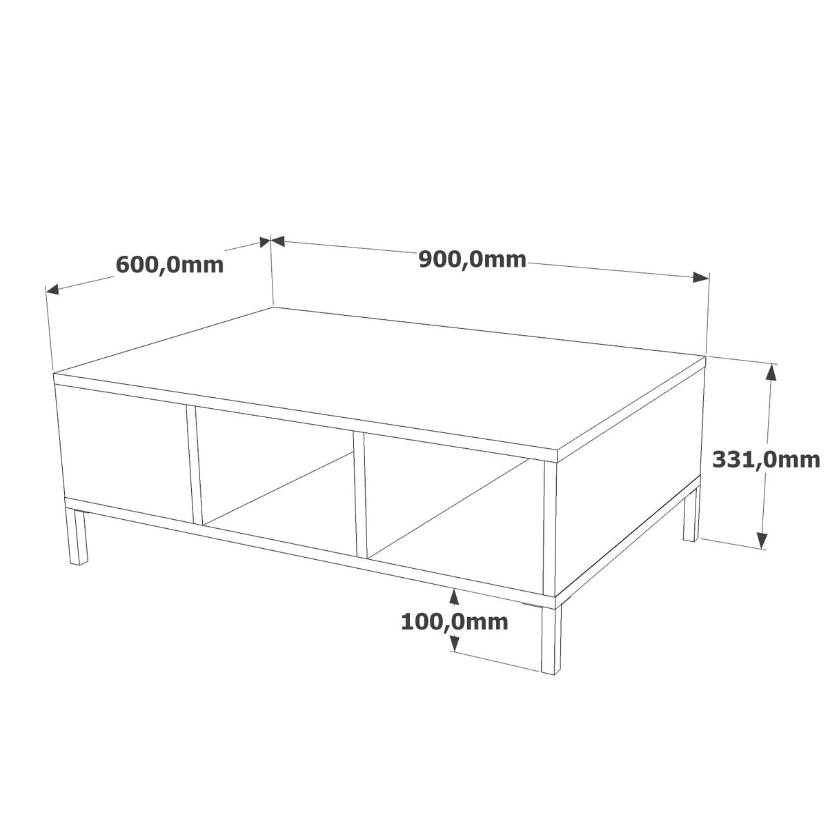 Τραπεζάκι Σαλονιού Πεύκο Atlantic - Ανθρακί 90 x 60 x 33,1 εκ GR956LCS1236