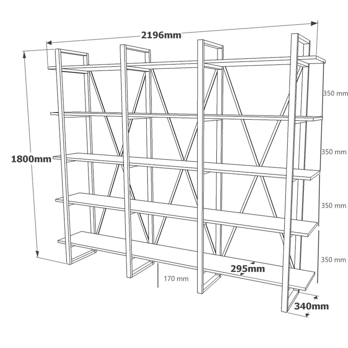 Βιβλιοθήκη 219,6 × 34 × 180 εκ. Atlantic Pine GR956LCS1410