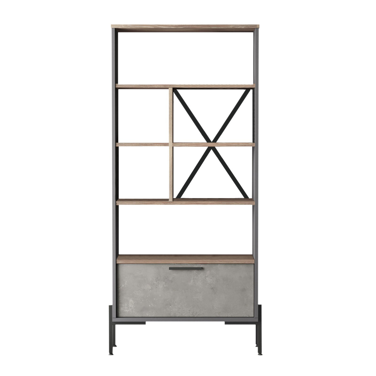 Βιβλιοθήκη 75,5 × 25,5 × 160,8 εκ. Καφέ Γκρι Ανθρακί GR956LCS1417