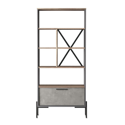 Βιβλιοθήκη 75,5 × 25,5 × 160,8 εκ. Καφέ Γκρι Ανθρακί GR956LCS1417