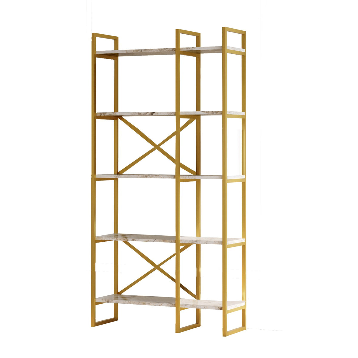 Βιβλιοθήκη 87,5 × 30 × 175 εκ. Λευκό Marble Χρυσό GR956LCS1423