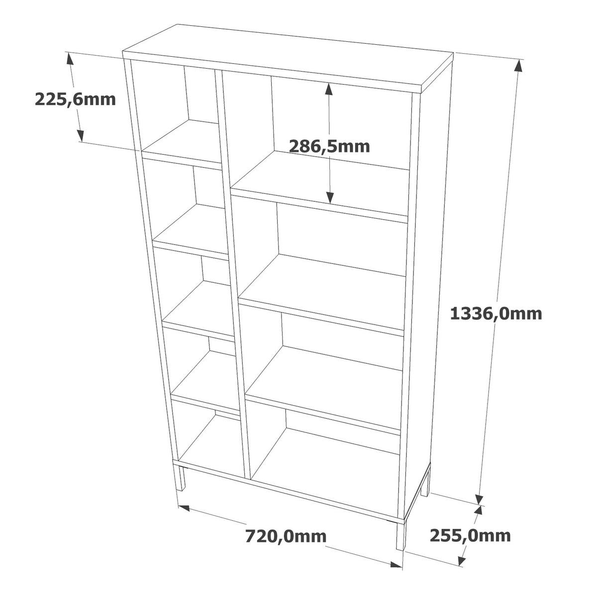 Βιβλιοθήκη 72 × 25,5 × 133,6 εκ. Atlantic Pine Ανθρακί GR956LCS1429