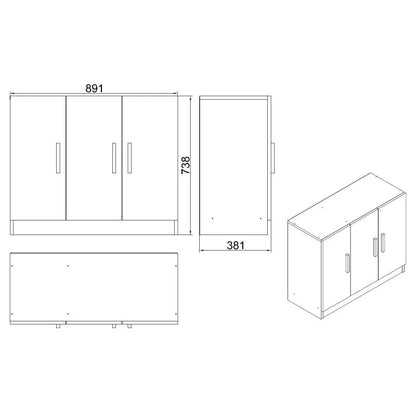 Μπουφές Ντουλάπι Γραφείου 89,1x73,8x38,1 εκ Καρυδί Ανθρακί GR956LCS1501