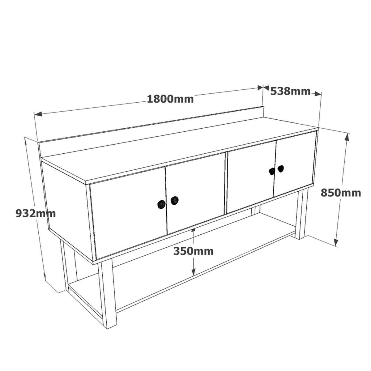 Μπουφές Καρυδί
Ανθρακί 180x85x93,2cm | 956LCS1510