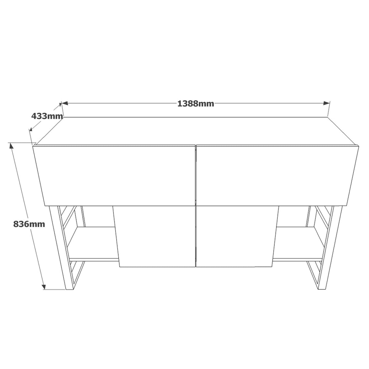 Μπουφές Atlantic Πεύκο 139x43,3x83,6cm | 956LCS1541