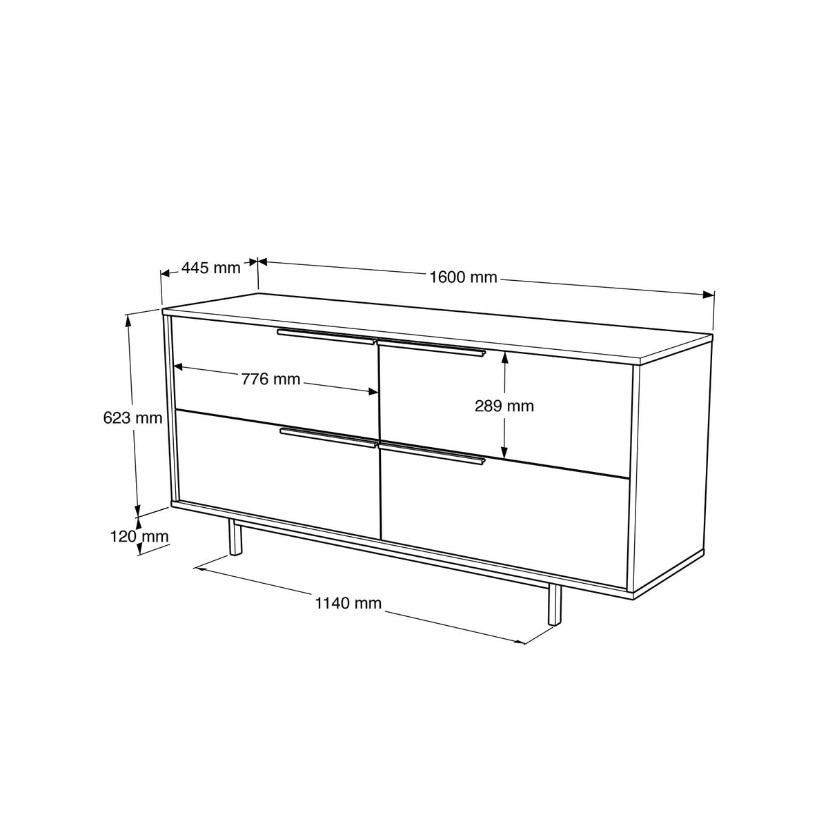 Μπουφές Δρυς
Λευκό 160x44,5x74,3cm | 956LCS1592