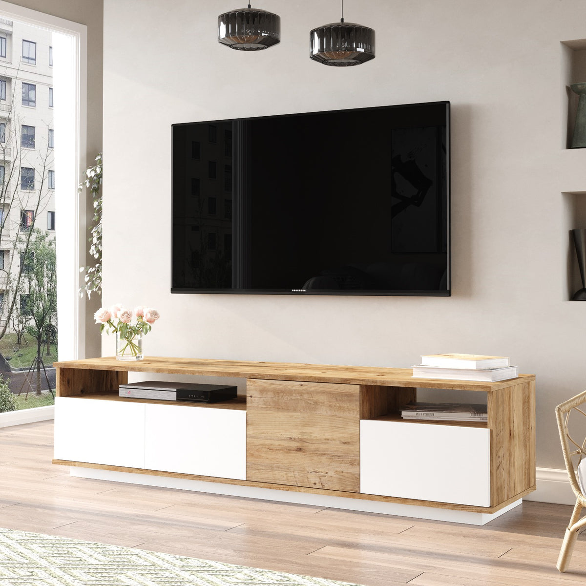 Έπιπλο Τηλεόρασης TV Βάση Σύνθεση Atlantic Pine Λευκό | 956LCS1606