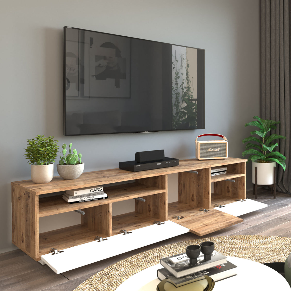 Έπιπλο Τηλεόρασης TV Βάση Σύνθεση Atlantic Pine Λευκό | 956LCS1606