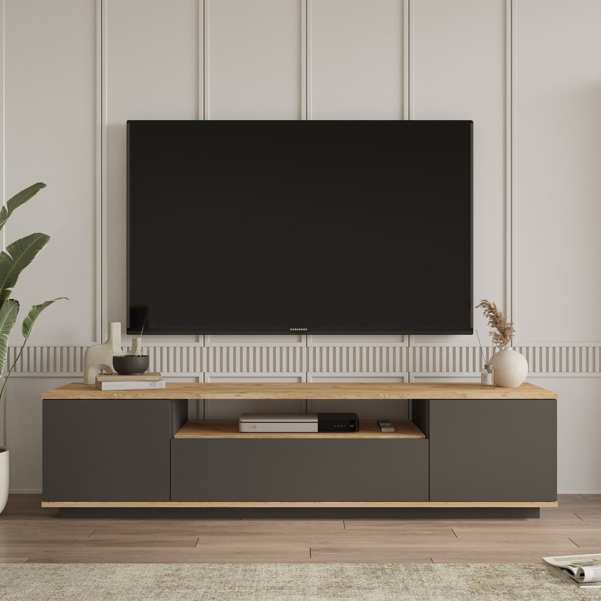 Έπιπλο Τηλεόρασης TV Βάση Σύνθεση Atlantic Pine Ανθρακί | 956LCS1609