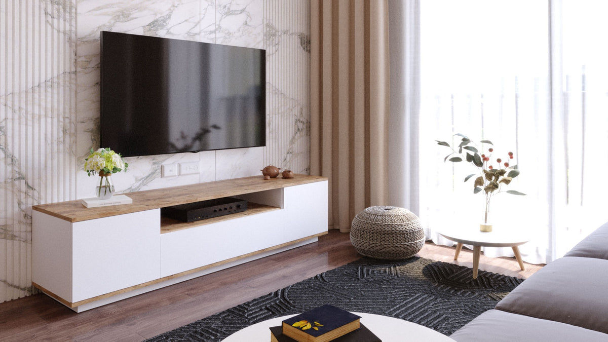 Έπιπλο Τηλεόρασης TV Βάση Σύνθεση Atlantic Pine Λευκό | 956LCS1610