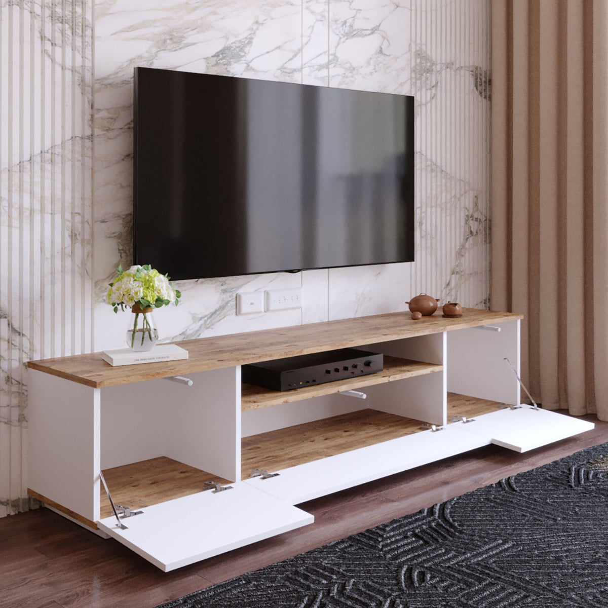 Έπιπλο Τηλεόρασης TV Βάση Σύνθεση Atlantic Pine Λευκό | 956LCS1610