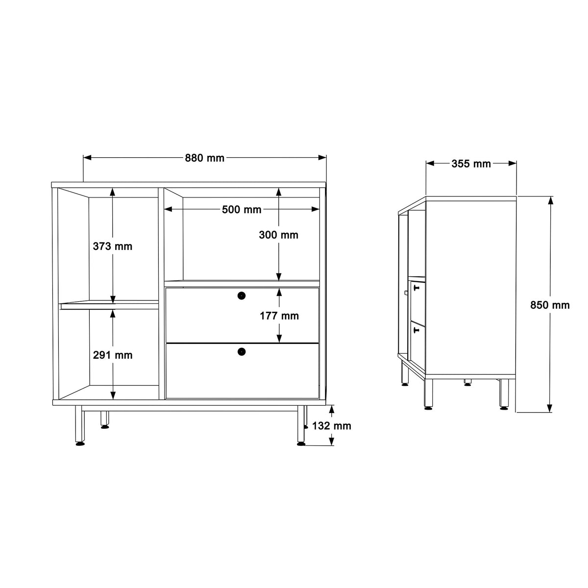 Βοηθητικό Ντουλάπι Κουζίνας Λευκό 88x35,5x85 εκ. με Μεταλλικά Πόδια – Χαμηλό Ντουλάπι Αποθήκευσης Πολλαπλών Χρήσεων Ράφι Κουζίνας 956LCS3551