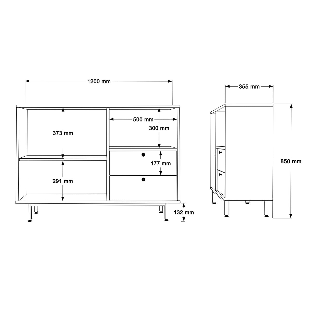 Βοηθητικό Ντουλάπι Κουζίνας Δρυς & Λευκό 120x35,5x85 εκ. με Μεταλλικά Πόδια και Πολλαπλά Ράφια Ράφι Κουζίνας 956LCS3559