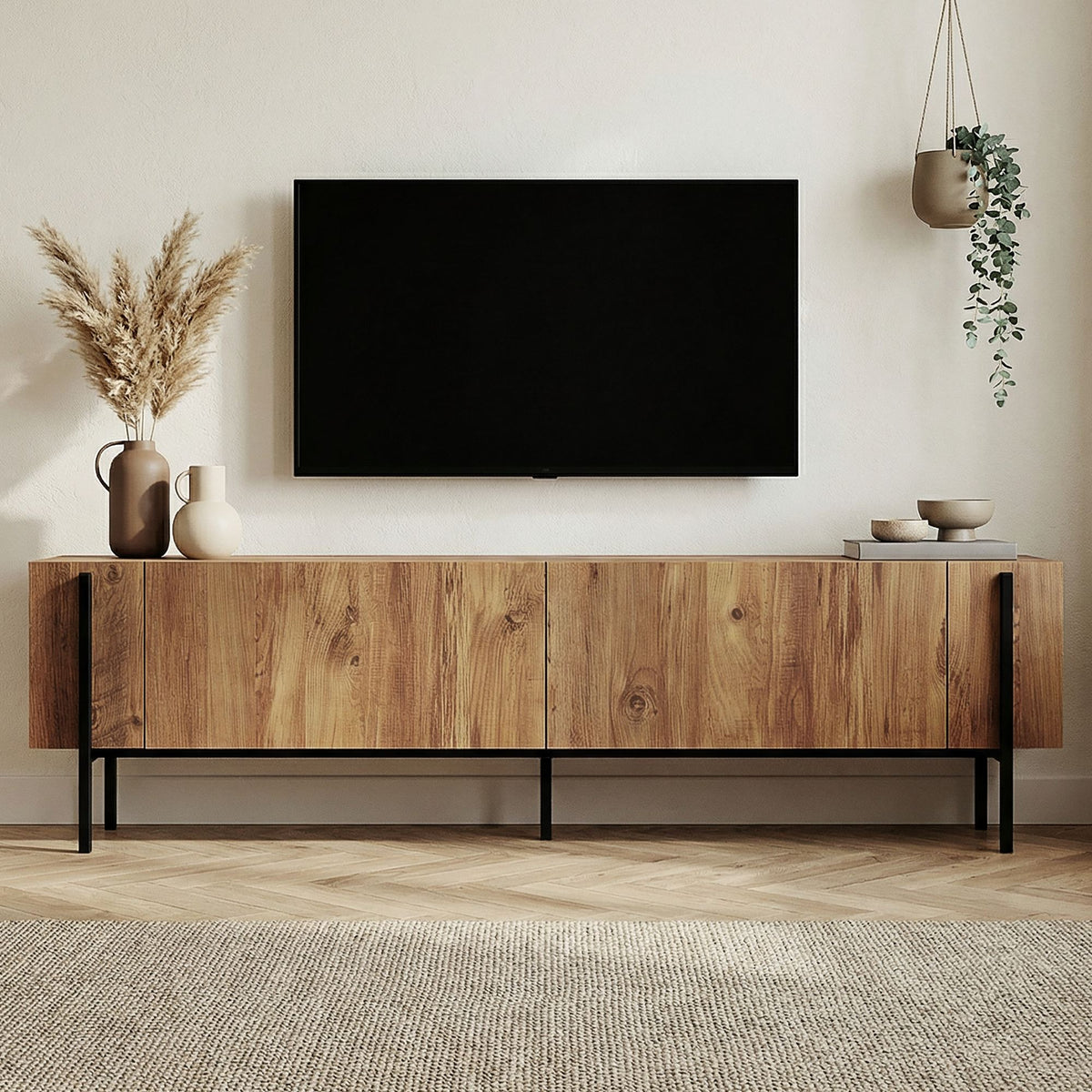 Έπιπλο Τηλεόρασης TV Βάση Σύνθεση Atlantic Pine Μαύρο | 993NRD1107
