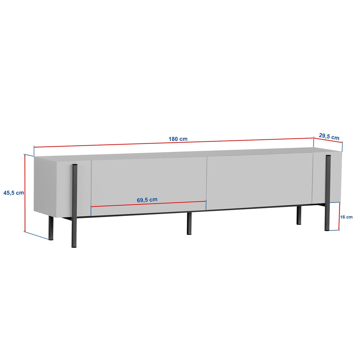 Έπιπλο Τηλεόρασης TV Βάση Σύνθεση 180x45x30 εκ Travertine Χρυσό | 993NRD1108
