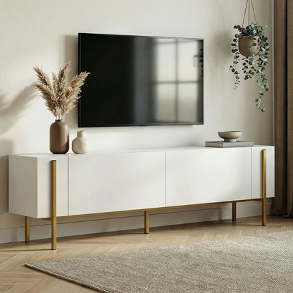 Έπιπλο Τηλεόρασης TV Βάση Σύνθεση Λευκό Χρυσό | 993NRD1111