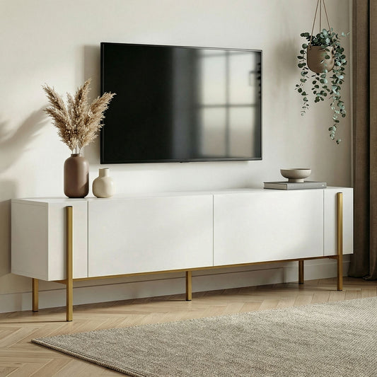 Έπιπλο Τηλεόρασης TV Βάση Σύνθεση Λευκό Χρυσό | 993NRD1111