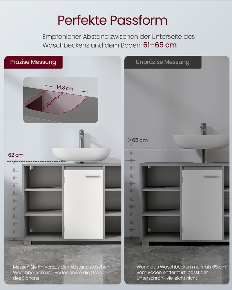 Ντουλάπι Μπάνιου Βάση Νιπτήρα Γκρί 30 x 90 x 60 εκ με Ράφια BB-K507G01