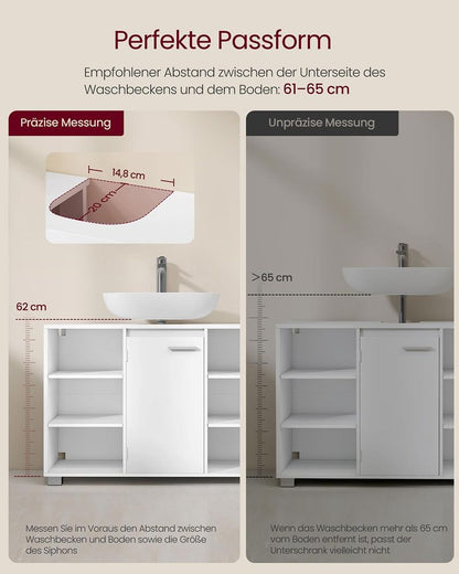 Ντουλάπι Μπάνιου Βάση Νιπτήρα Λευκό 30 x 90 x 60 εκ με Ράφια BB-K507W01