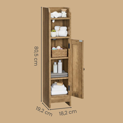 Στενό Ντουλάπι Μπάνιου 20x18x80 cm με Ρυθμιζόμενα Ράφια Ιδανικό για Μικρούς Χώρους BBK-B35310K01