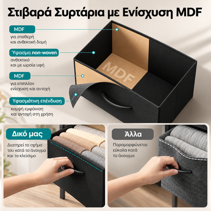 Συρταριέρα με Χώρο Αποθήκευσης και Οργάνωσης 8 Υφασμάτινων Ραφιών με Μεταλλικό Σκελετό  99 x 30 x 75 εκ. LG-S234B101