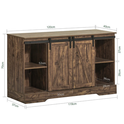 Μπουφές Σαλονιού Ντουλάπι Αποθήκευσης με 2 Συρόμενες Πόρτες, 6 Ευρύχωρα Τμήματα και Μεγάλη Επιφάνεια, Μοντέρνος Σχεδιασμός Εξοικονόμησης Χώρου 120x40x70cm  SBY-FSB60-N