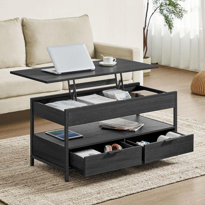 Höhenverstellbarer Couchtisch mit Schubladen braun schwarz LC-T209K01