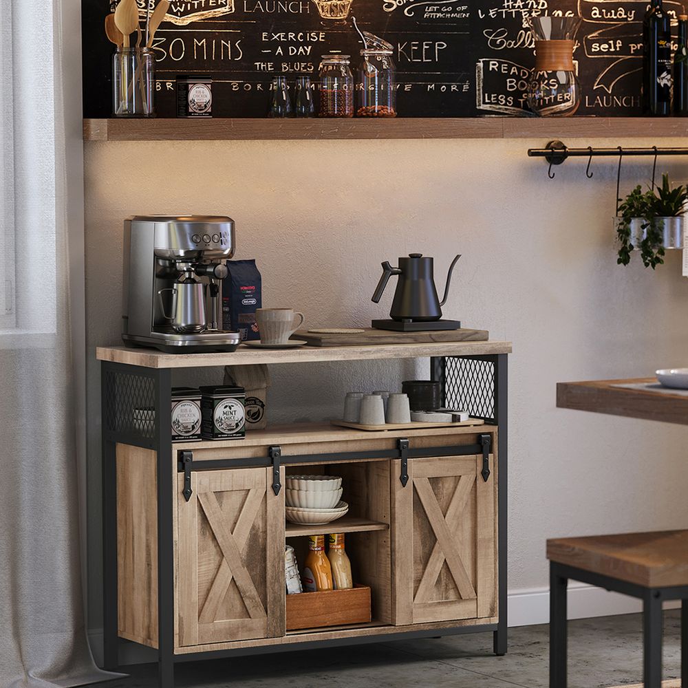 Buffet Cabinet Console TV Cabinet with 2 Sliding Doors Industrial for living room vintage brown LS-C092B01