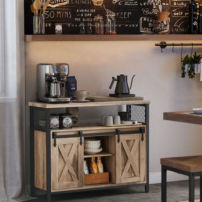 Buffet Cabinet Console TV Cabinet with 2 Sliding Doors Industrial for living room vintage brown LS-C092B01