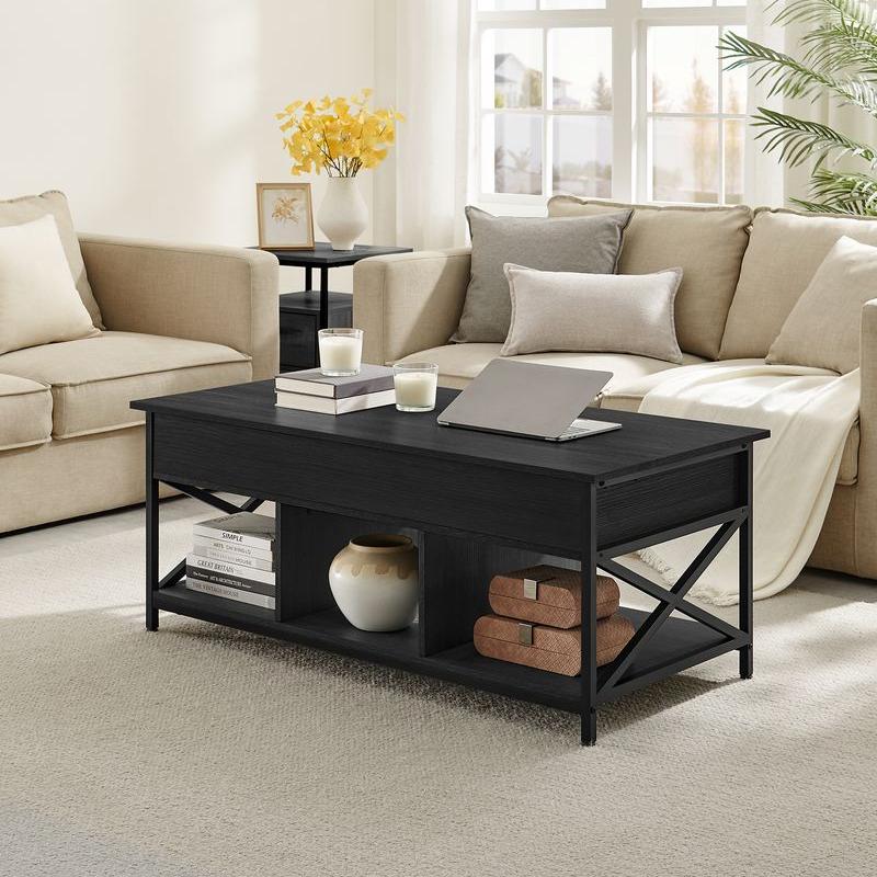 Höhenverstellbarer Couchtisch, Beistelltisch, Wohnzimmer, Sofa, versteckter Stauraum, LC-T205W46