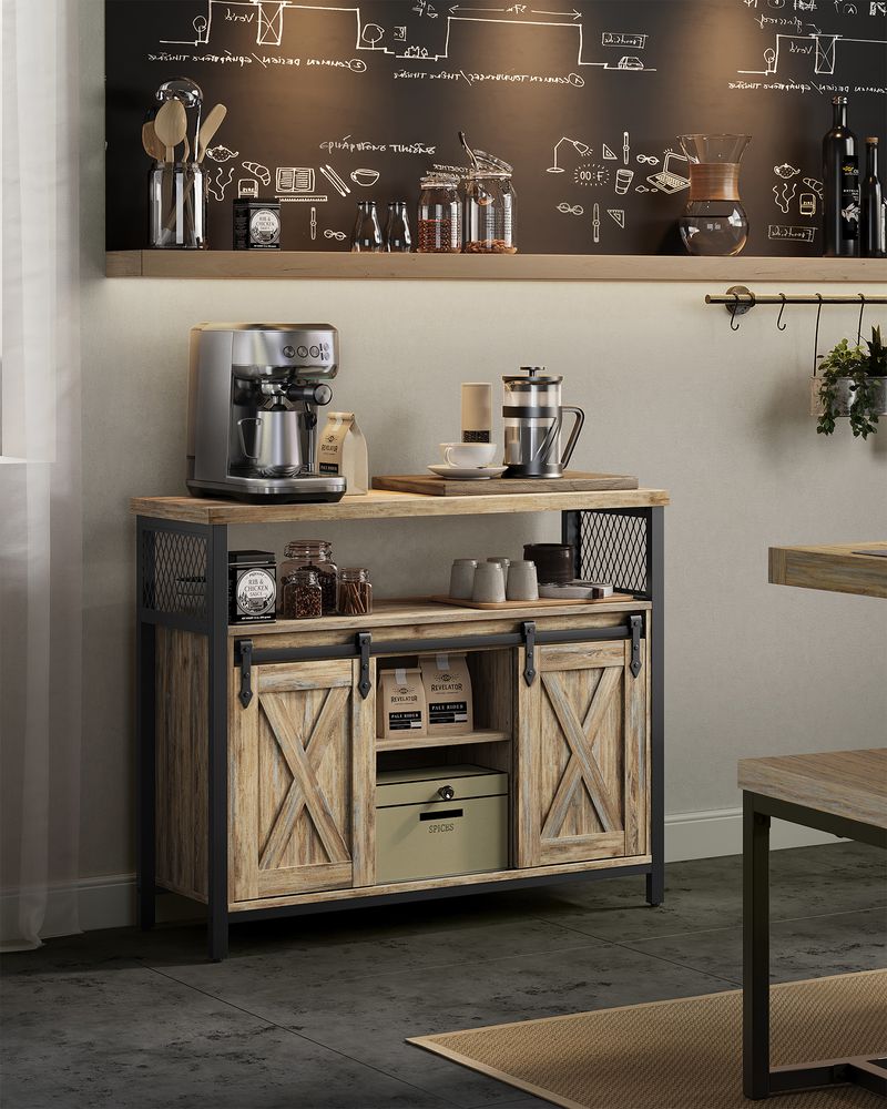 Buffet Cabinet Console TV Cabinet with 2 Sliding Doors Industrial for living room vintage brown LS-C092B01
